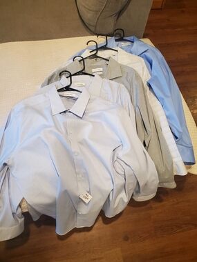 Calvin Klein Men’s Light Blue & White Dress Shirts - Pack of Multiple Styles